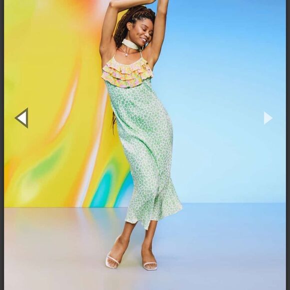 Rixo Leopard Ruffle Slip dress - Picture 1 of 6